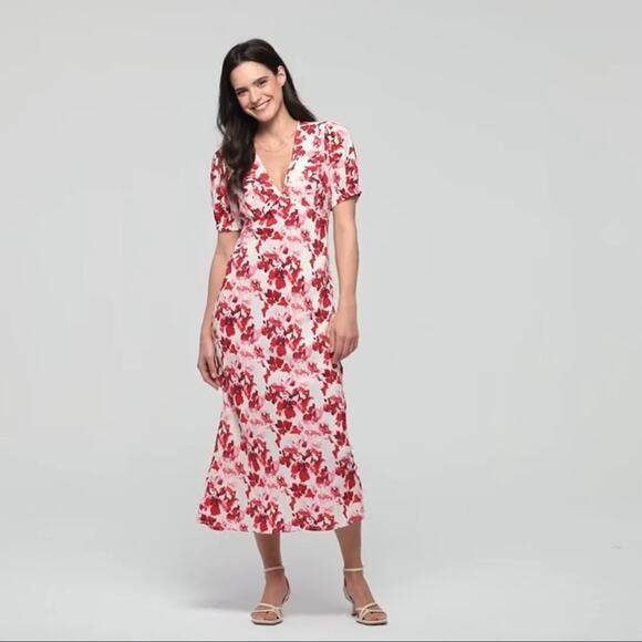 NWOT Women's Crepe Puff Short Sleeve Midi Dress - A New Day Size XS - Picture 1 of 16